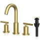 2 Handle 8 Inch Brass Bathroom Sink Faucet 3 Hole Widespread
