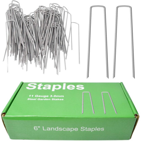 100x 6-Inch Galvanized Ground Garden Grass Stakes Pins