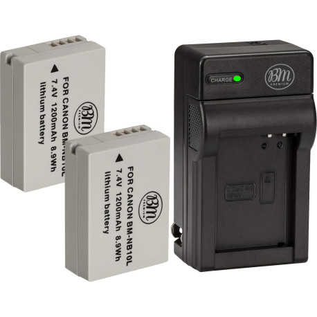 BM Premium 2 Pack of NB-10L Battery and Charger Kit
