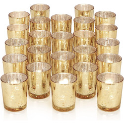Party Home Wedding Shower Decorations, Table - Mercury Glass Votives, 24Pcs