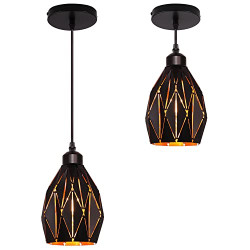 Pack 2 of Black Pendant Light Fixtures Rustic Pendant Light Kitchen