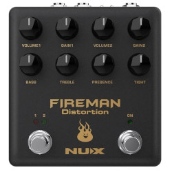 NUX Fireman Distortion Effect Pedal Dual Channel Brown Sound