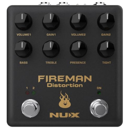 NUX Fireman Distortion Effect Pedal Dual Channel Brown Sound