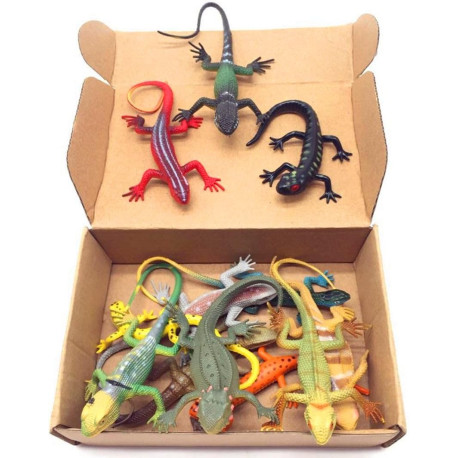 Artificial Model Reptile Lizard Animal Figures Kids Gift 12pcs