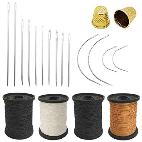 Set of 20 Hand Sewing Needles + Upholstery Thread + Sewing Thimble