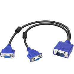 Dual VGA Splitter Monitor Cable 1 Male to 2 Female Adapter