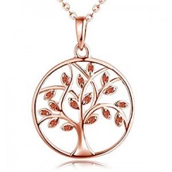 Pendant Gemstone White/Rose Gold Plated Jewelry