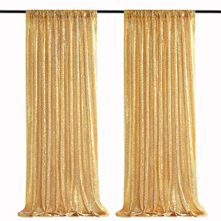 Gold Sequin Backdrop Curtains 2 Panels 2FTx8FT