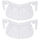 Twin Pack Retro Kitchen Ruffles Waist Apron with Pockets (White)