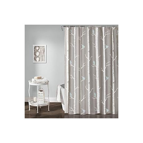 Shower Curtain, 72" x 72", Gray/Blue