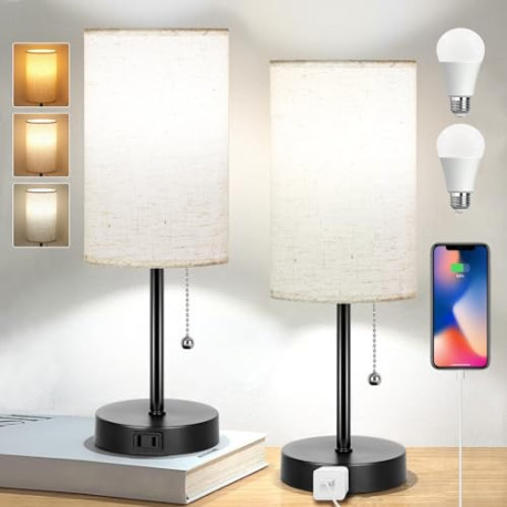 Table Lamp for Bedroom Set of 2