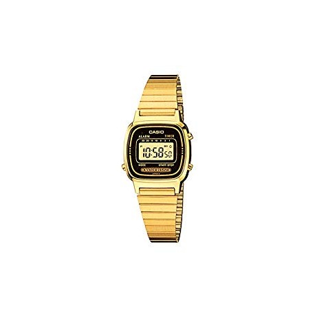 Women's Vintage LA670WGA-1DF Daily Alarm Digital Gold-tone Watch
