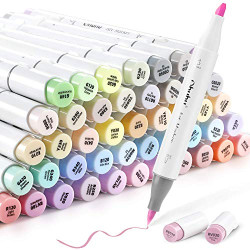Pastel Markers Brush Tip - 48 Pastel Colors Double Tipped