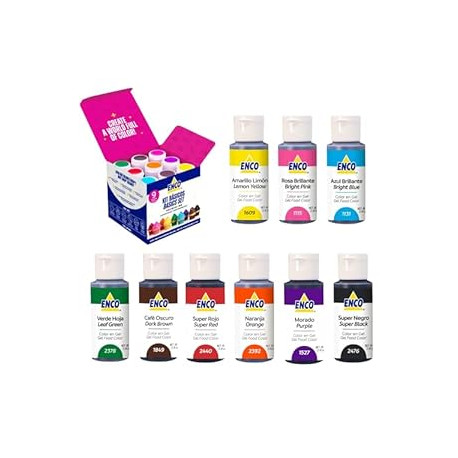 Arts Crafts ENCO 9 Basic Coloring Gel Set 1.41 oz