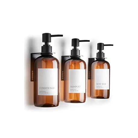 Shampoo and Conditioner Dispenser Set of 3 for Wall Mount