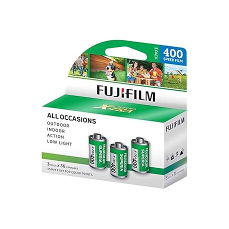 Fujifilm Fujicolor Superia X-TRA 400 Color Negative Film (35mm Roll Film, 36 Exposures, 3-Pack)