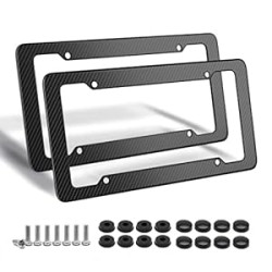 Black Carbon Fiber License Plate Frame, 2 Pack