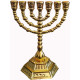 12 Tribes of Israel 7 Branch Temple Menorah Gold 5"