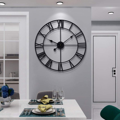 Large Wall Clock, Silent, Non-Ticking Metal
