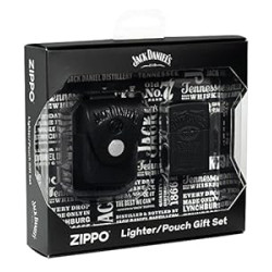 Zippo Jack Daniel's Black Matte Pocket Lighter and Pouch Gift Set