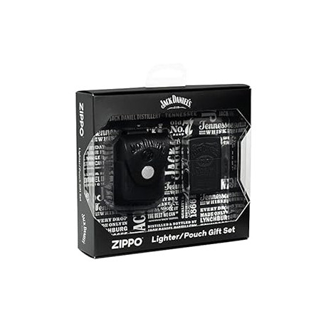 Zippo Jack Daniel's Black Matte Pocket Lighter and Pouch Gift Set