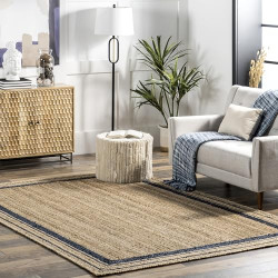 Jute Area Rug, 3x5, Navy