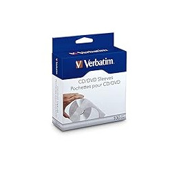 Verbatim CD/DVD Paper Sleeves-with Clear Window 100pk