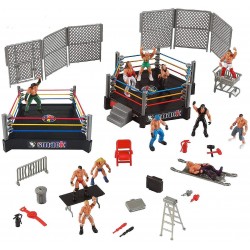 32-Piece Mini Wrestling Playset with Action Figures