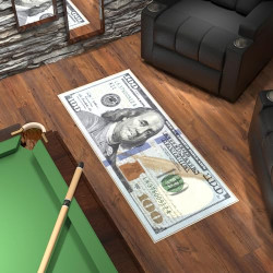 Machine Washable $100 Bill Design Non-Slip Rubberback 22x53 Modern Runner Rug