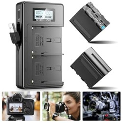 NP-F970 Battery and Charger,2 Pack 8800mAh