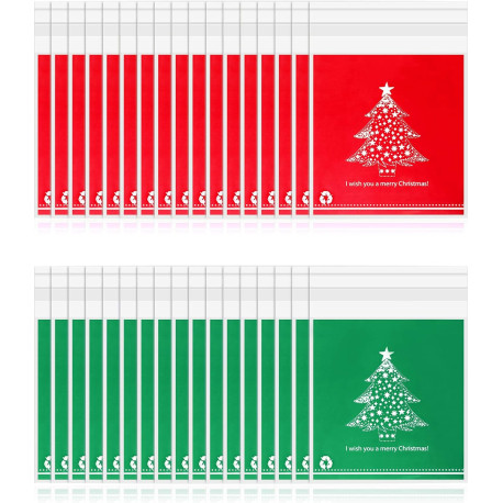 200 Pieces Christmas Treat Bags Clear
