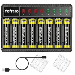 AA Batteries Rechargeable, Yofraro 8-Pack 2800mAh