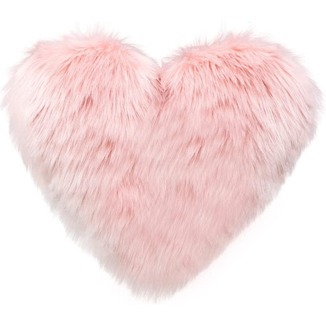Faux Fur Heart Shaped Throw Pillow