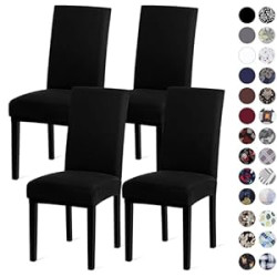 Dining Room Stretch Chairs Cover Set of 4 -Black