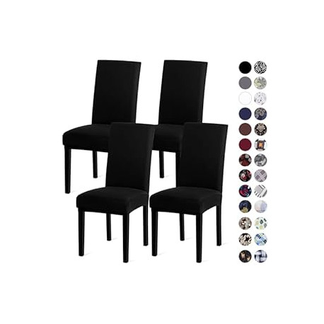 Dining Room Stretch Chairs Cover Set of 4 -Black
