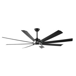 92" 8 Blades Black Ceiling Fan Remote Control LED Light Kit Tri-Color Matt Black