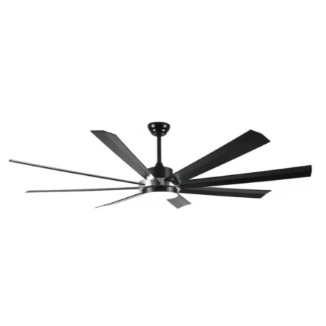 92" 8 Blades Black Ceiling Fan Remote Control LED Light Kit Tri-Color Matt Black