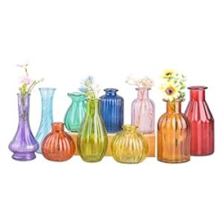 Glass Colored Bud Vase in Bulk Set of 10