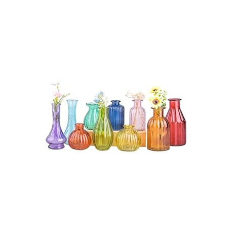 Glass Colored Bud Vase in Bulk Set of 10
