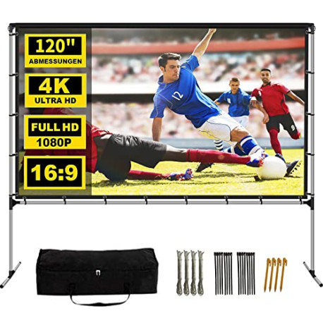 Projector Screen with Stand, 120 Inch Outdoor Projection Screen