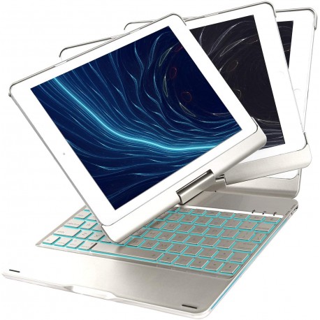 iEGrow F180 Silver Case with Keyboard, 7 Colors Adjustment Backlit