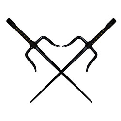 18 Inches Set of Two Black Sai with Black and Gold Handle