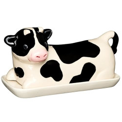 Farmhouse Cow Hand Painted Ceramic Butter Dish