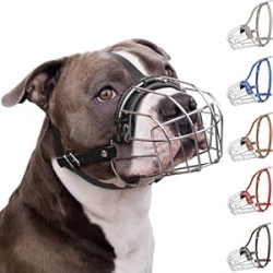 Pitbull Dog Muzzle Breathable Metal Basket