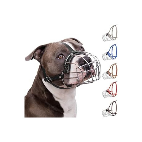Pitbull Dog Muzzle Breathable Metal Basket