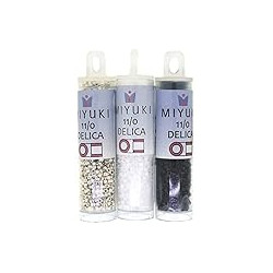 Seed Beads Bundle: Size 11/0, Tuxedo Collection - DB010, DB035, DB200-3 Tubes of 2" ea