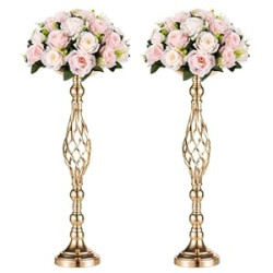 Set for Wedding Party Dinner Centerpiece Event Restaurant Hotel Decoration (2 x L, Gold)