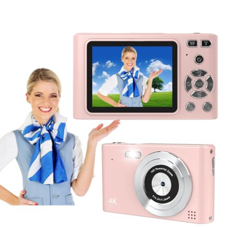 Pink Digital Camera, Full HD 48mp