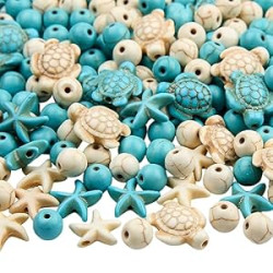 210pcs Turquoise Beads Sea Turtle Beads Floral