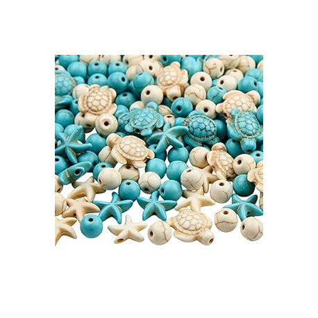 210pcs Turquoise Beads Sea Turtle Beads Floral